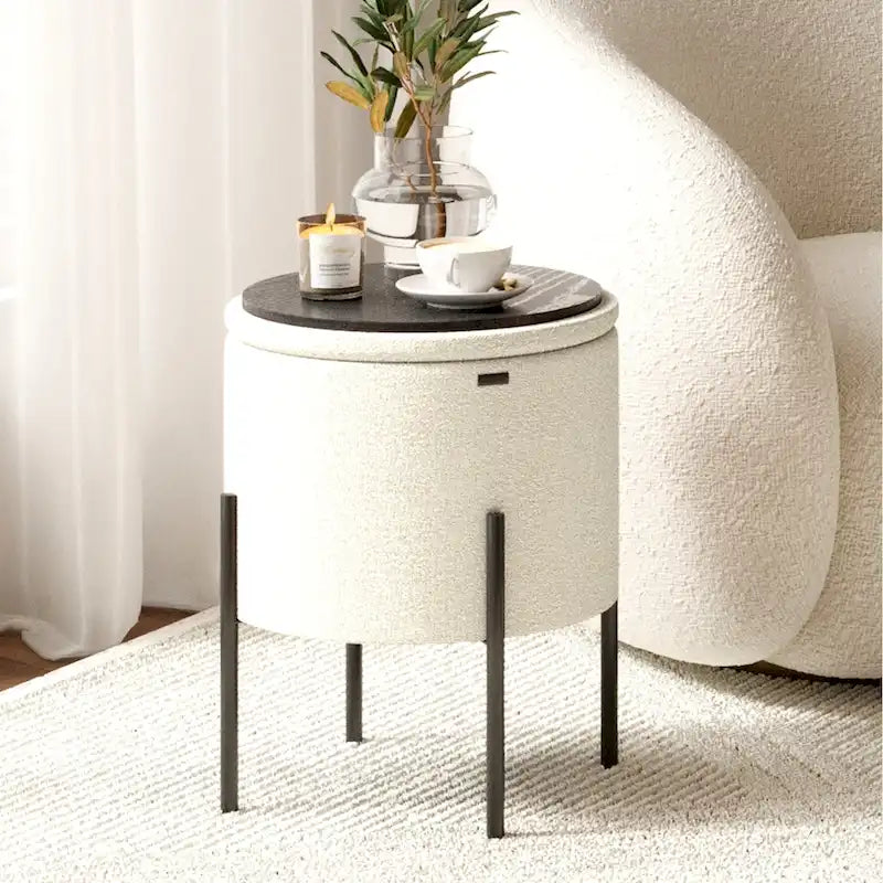 Round Ottoman with Storage