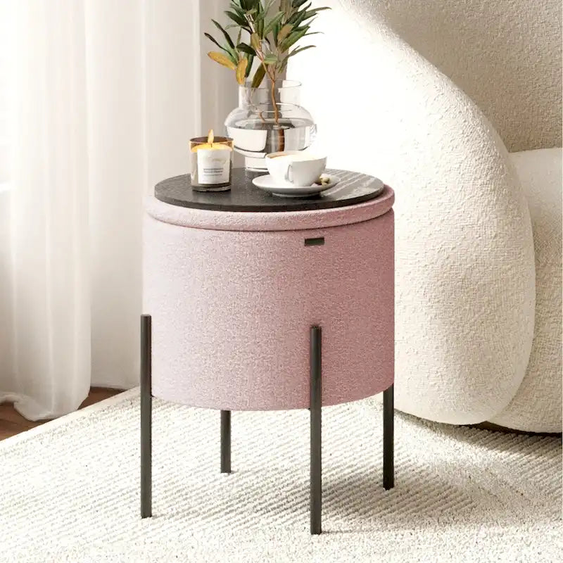 Round Ottoman with Storage