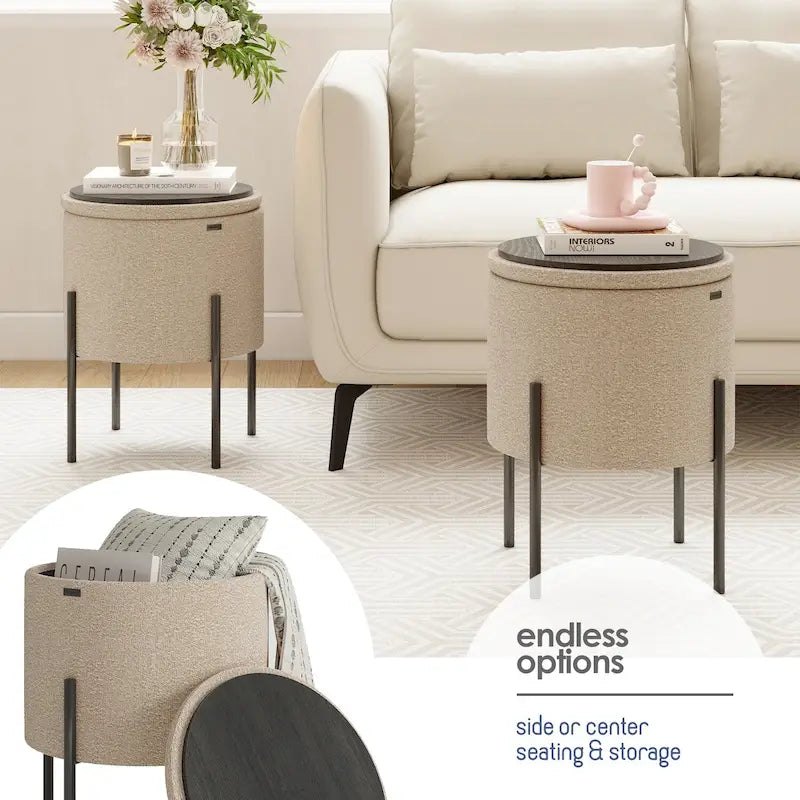 Round Ottoman with Storage