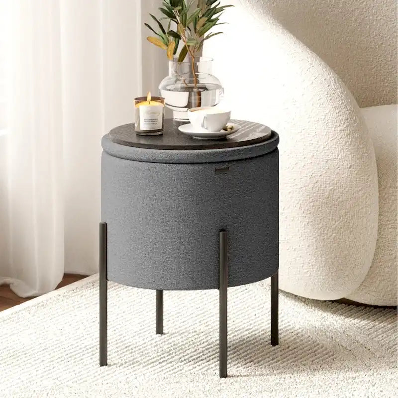 Runder Hocker mit Stauraum