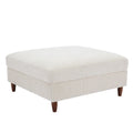 Modern Square Corduroy Upholstered Ottoman With Wood Leg