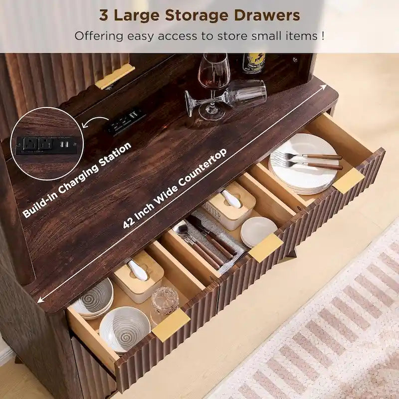 72 Weinschrank, moderner Holz-Kaffeebarschrank mit LED-Beleuchtung – N/A