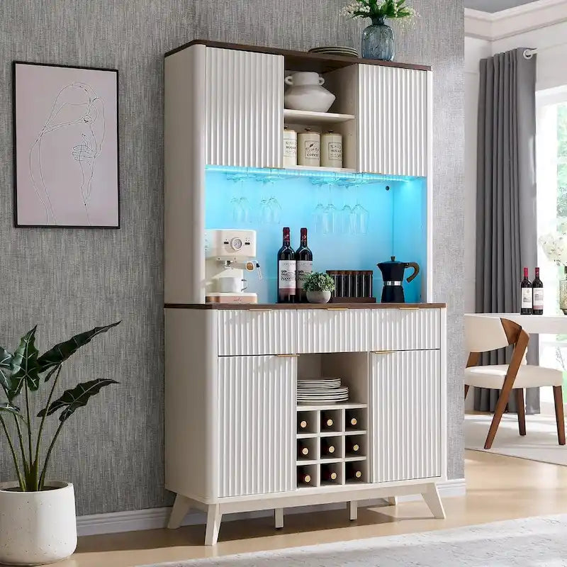 72 Weinschrank, moderner Holz-Kaffeebarschrank mit LED-Beleuchtung – N/A