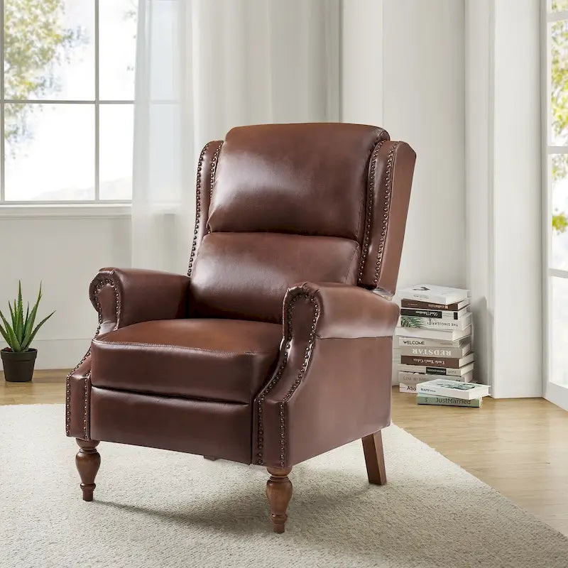 Traditional Vegan Leather Manual Push Back Recliner