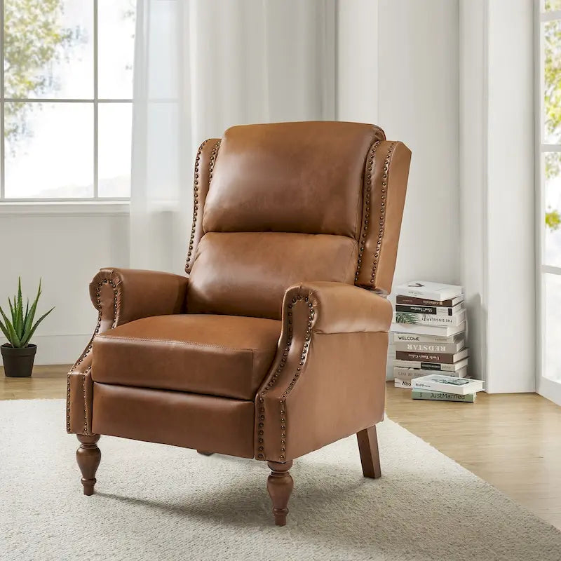 Traditional Vegan Leather Manual Push Back Recliner