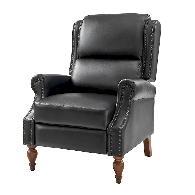 Traditional Vegan Leather Manual Push Back Recliner