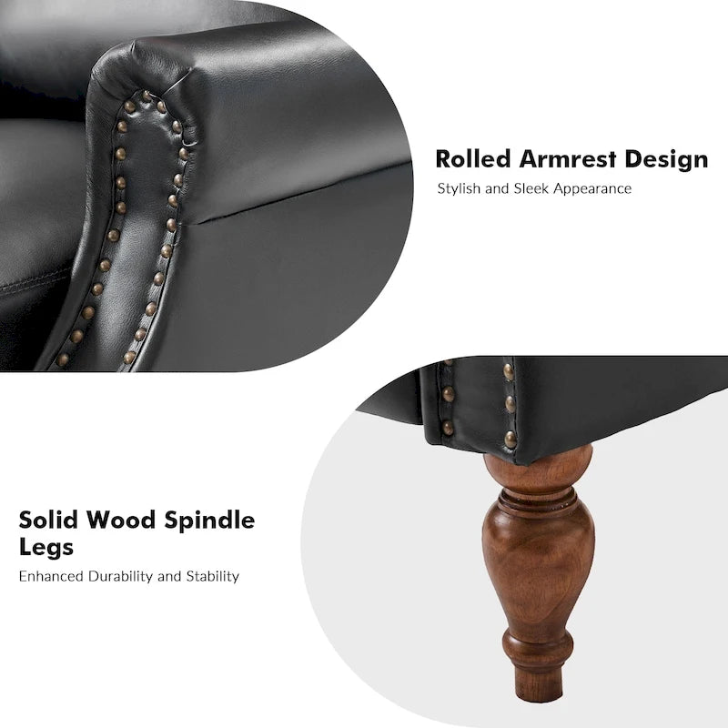 Traditioneller manueller Relaxsessel aus veganem Leder mit Push-Back-Funktion