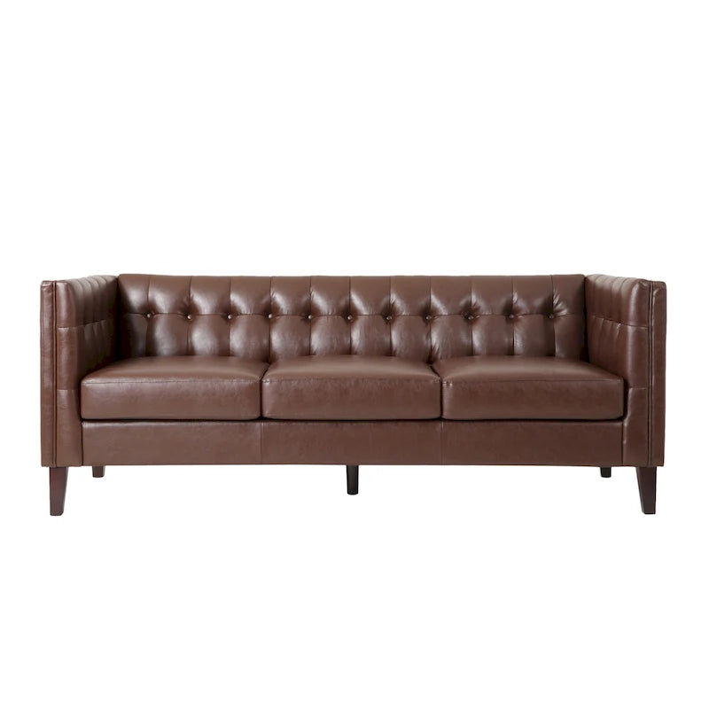 Faux Leather Tufted 3 Seater Sofa