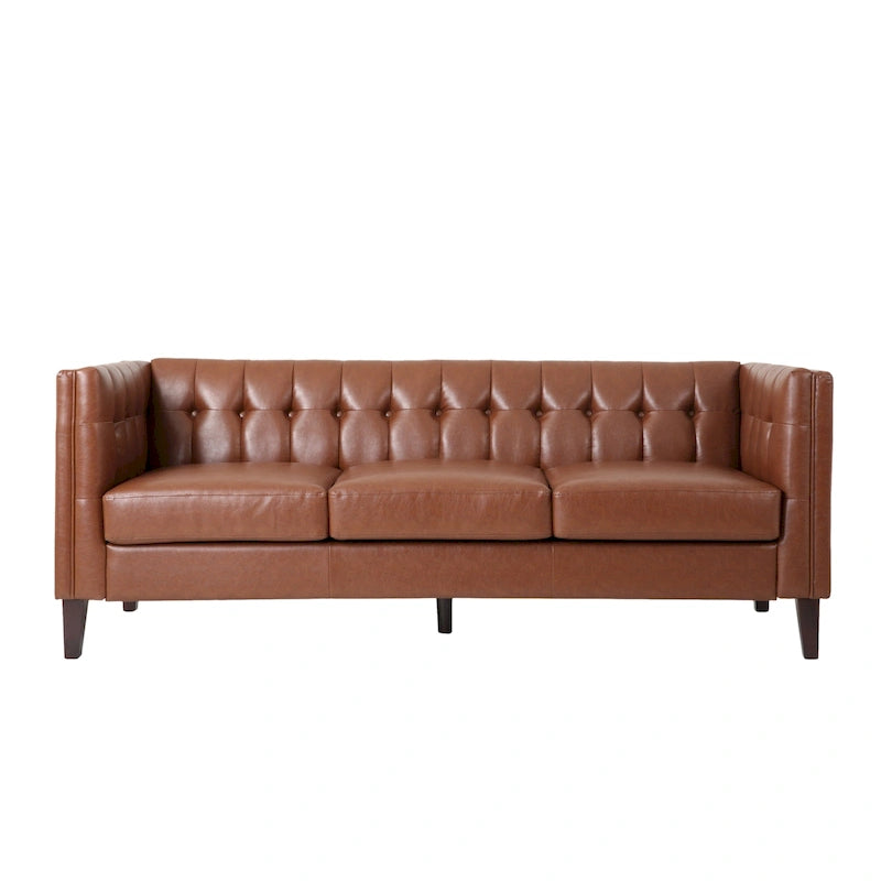 Faux Leather Tufted 3 Seater Sofa