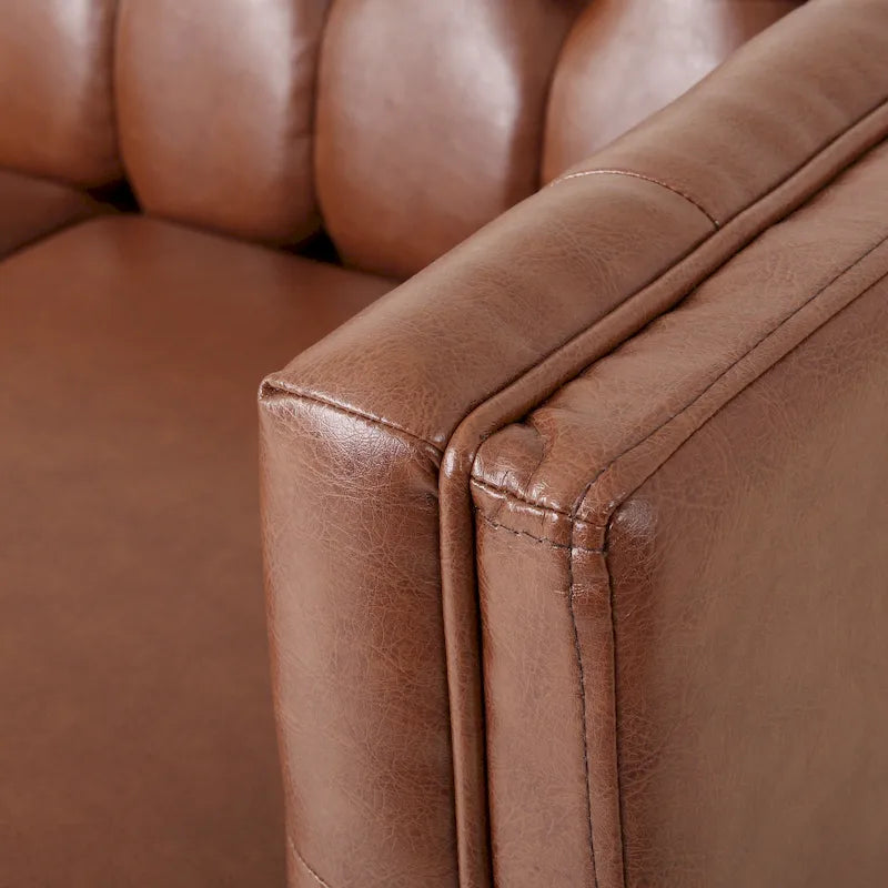 Dreiseitiges Sofa aus Kunstleder mit Knopfheftung
