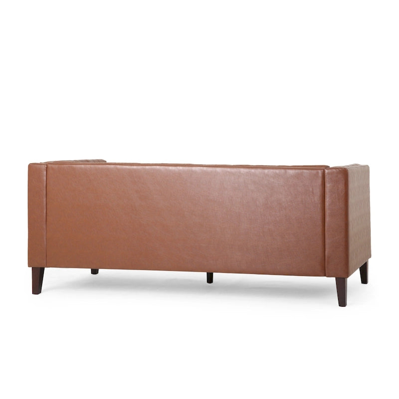 Dreiseitiges Sofa aus Kunstleder mit Knopfheftung