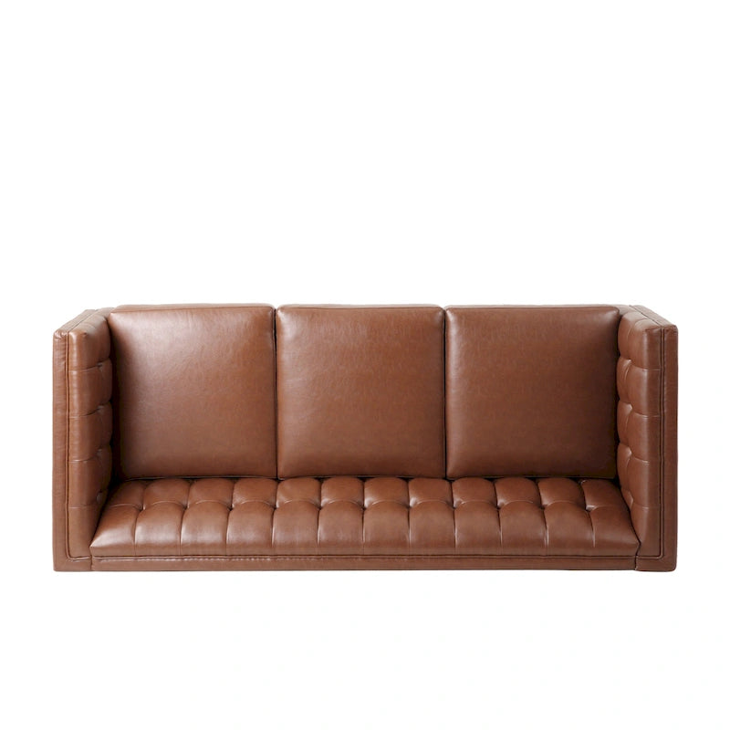 Dreiseitiges Sofa aus Kunstleder mit Knopfheftung
