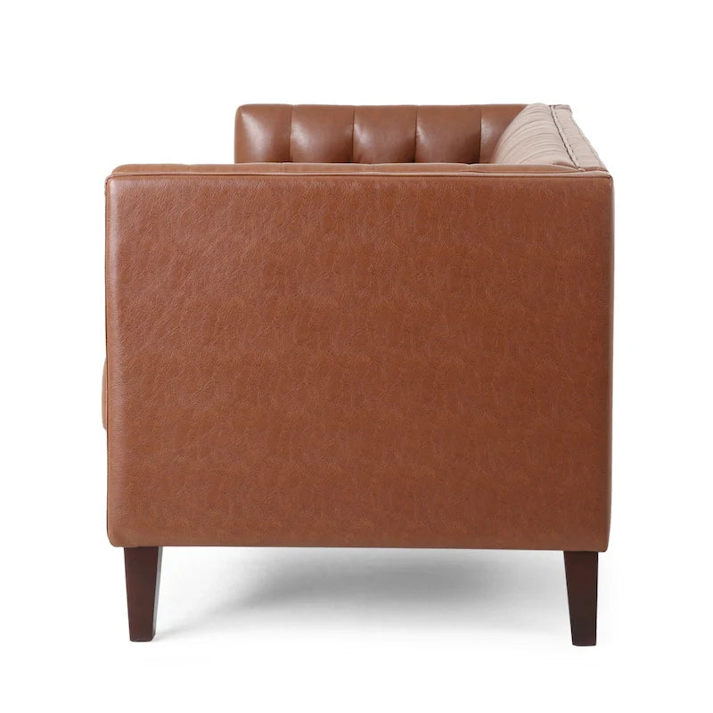 Dreiseitiges Sofa aus Kunstleder mit Knopfheftung