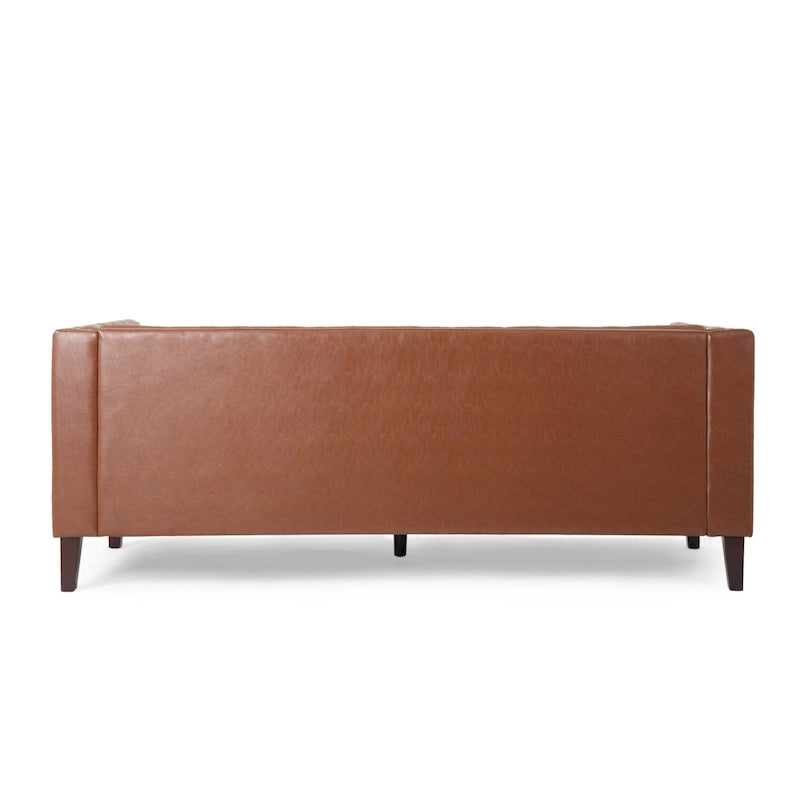 Dreiseitiges Sofa aus Kunstleder mit Knopfheftung