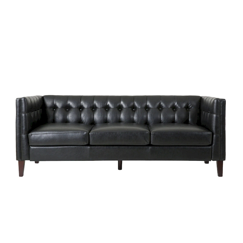 Dreiseitiges Sofa aus Kunstleder mit Knopfheftung