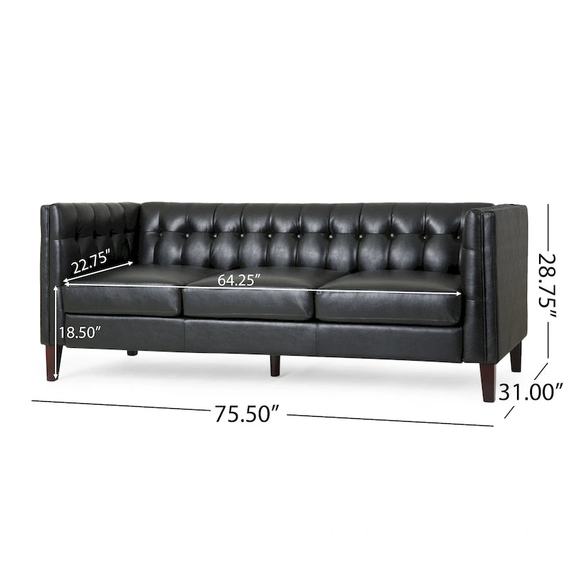 Dreiseitiges Sofa aus Kunstleder mit Knopfheftung
