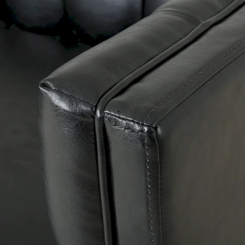 Dreiseitiges Sofa aus Kunstleder mit Knopfheftung