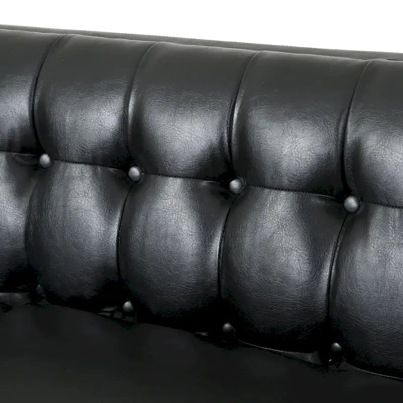Dreiseitiges Sofa aus Kunstleder mit Knopfheftung