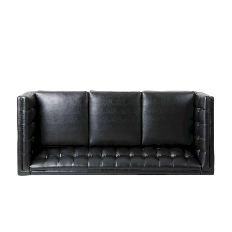 Dreiseitiges Sofa aus Kunstleder mit Knopfheftung