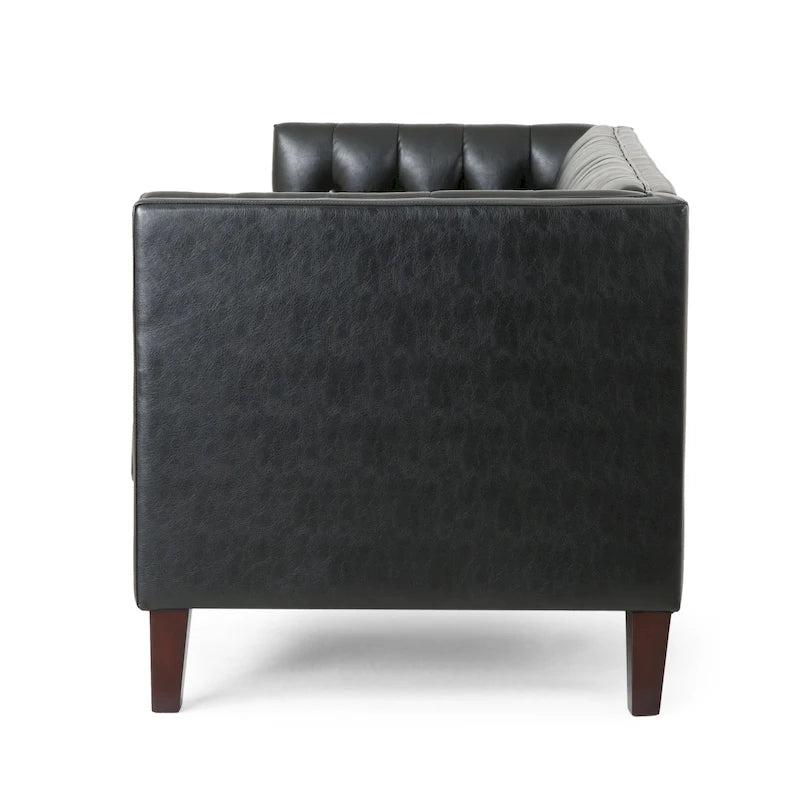 Dreiseitiges Sofa aus Kunstleder mit Knopfheftung