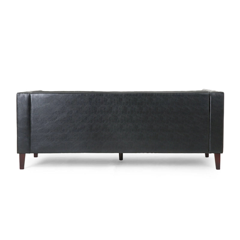 Dreiseitiges Sofa aus Kunstleder mit Knopfheftung