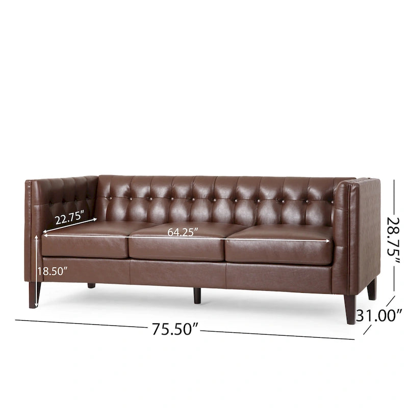 Dreiseitiges Sofa aus Kunstleder mit Knopfheftung