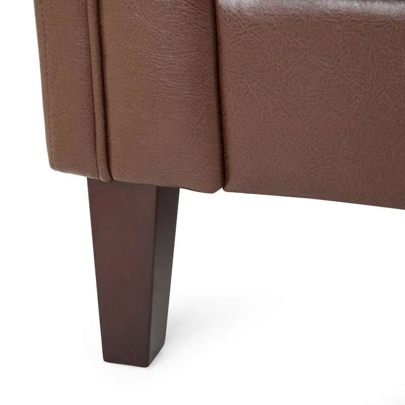 Dreiseitiges Sofa aus Kunstleder mit Knopfheftung