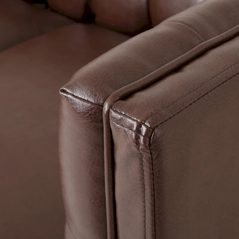 Dreiseitiges Sofa aus Kunstleder mit Knopfheftung