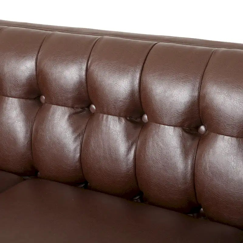 Dreiseitiges Sofa aus Kunstleder mit Knopfheftung
