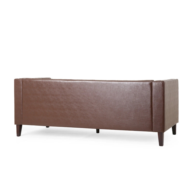 Dreiseitiges Sofa aus Kunstleder mit Knopfheftung
