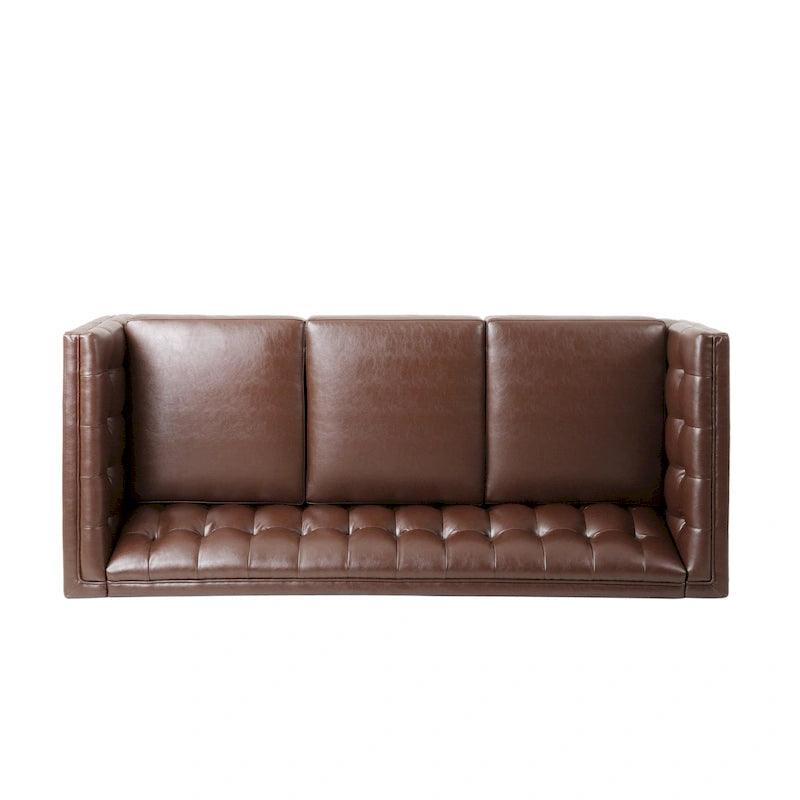 Dreiseitiges Sofa aus Kunstleder mit Knopfheftung