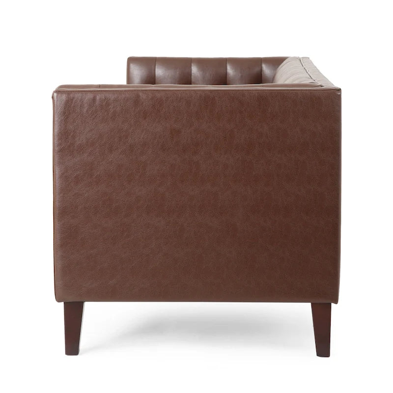 Dreiseitiges Sofa aus Kunstleder mit Knopfheftung