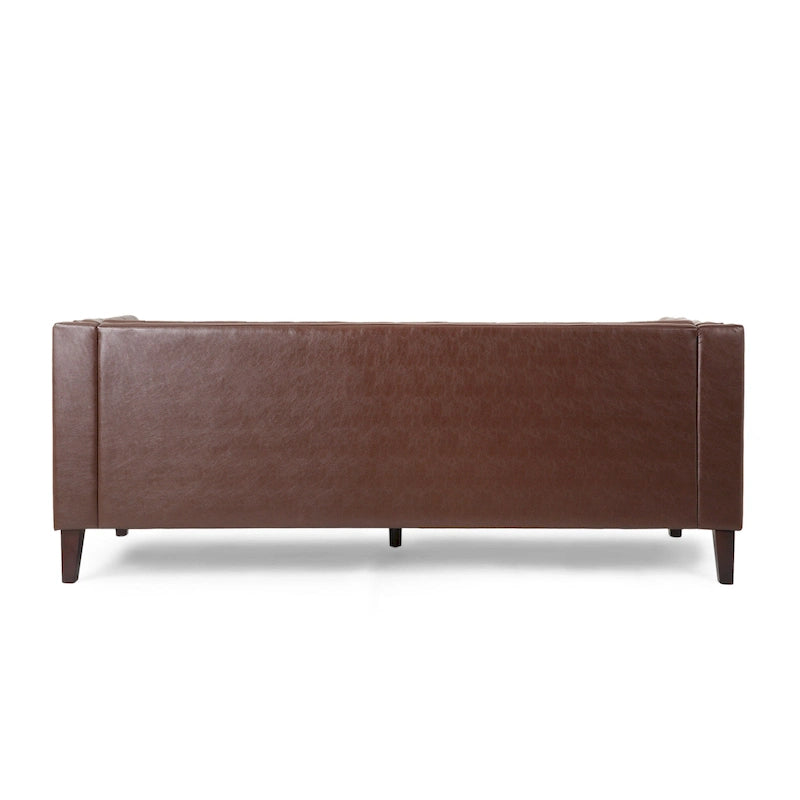 Dreiseitiges Sofa aus Kunstleder mit Knopfheftung