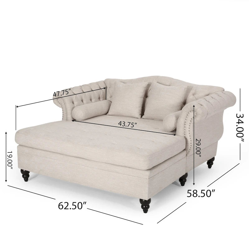 Chaise longue double capitonnée par - 62.50 L x 58.50 W x 34.00 H