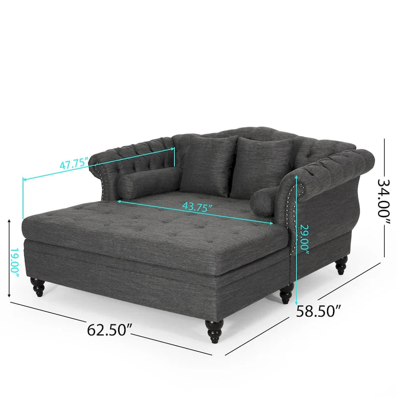 Chaise longue double capitonnée par - 62.50 L x 58.50 W x 34.00 H