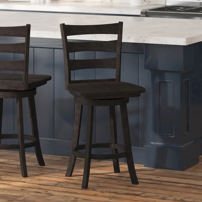 Ladderback Wooden Swivel Counter Stool with Footrest