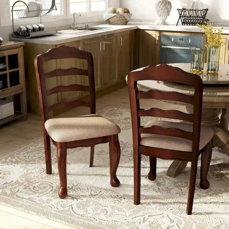 Traditional Wood Ladderback Dining Chairs (Set of 2)