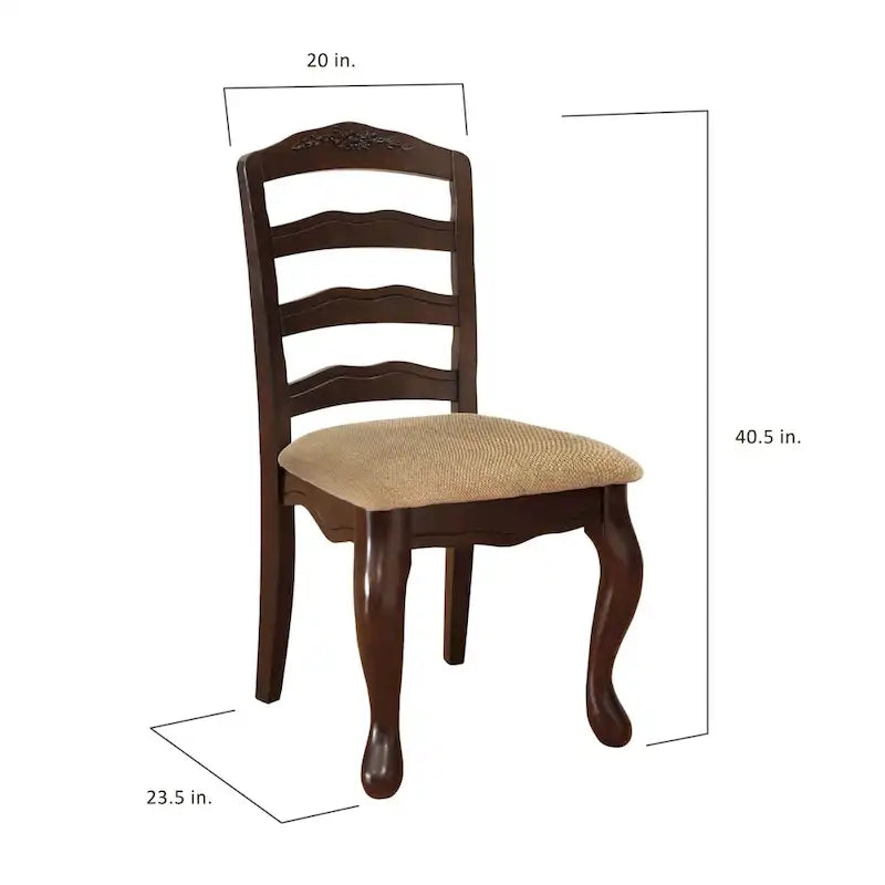 Chaises de salle à manger traditionnelles à dossier échelle en bois (lot de 2)
