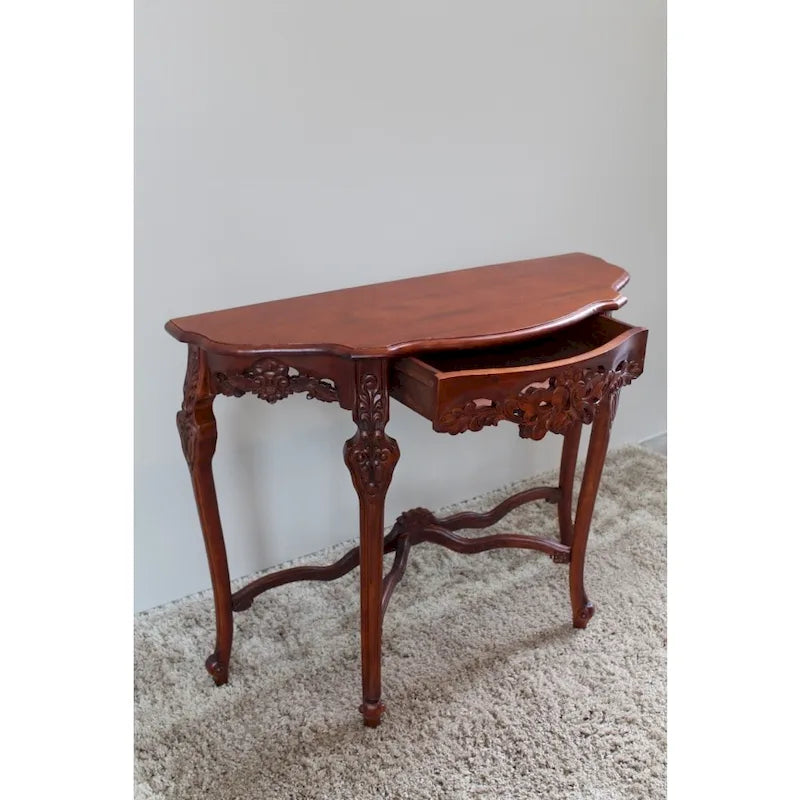Carved Half-Moon Console Table