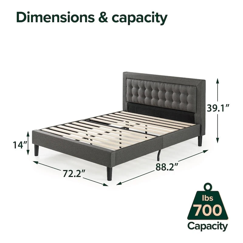 by Dark Grey Button Tufted Upholstered Platform Bed Frame - Cal King
