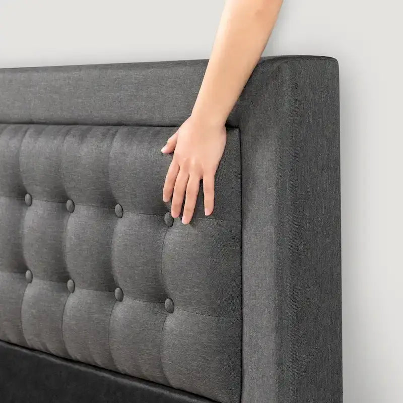 by Dark Grey Button Tufted Upholstered Platform Bed Frame - Cal King