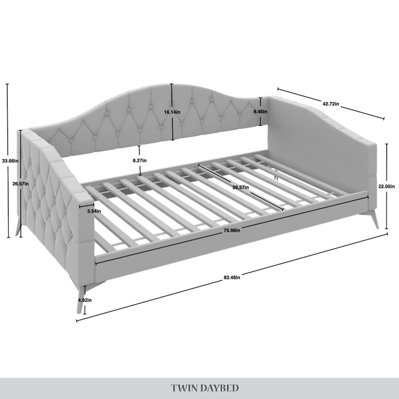 Elegante gestoffeerde chaise longue voor één persoon met kristallen knopen
