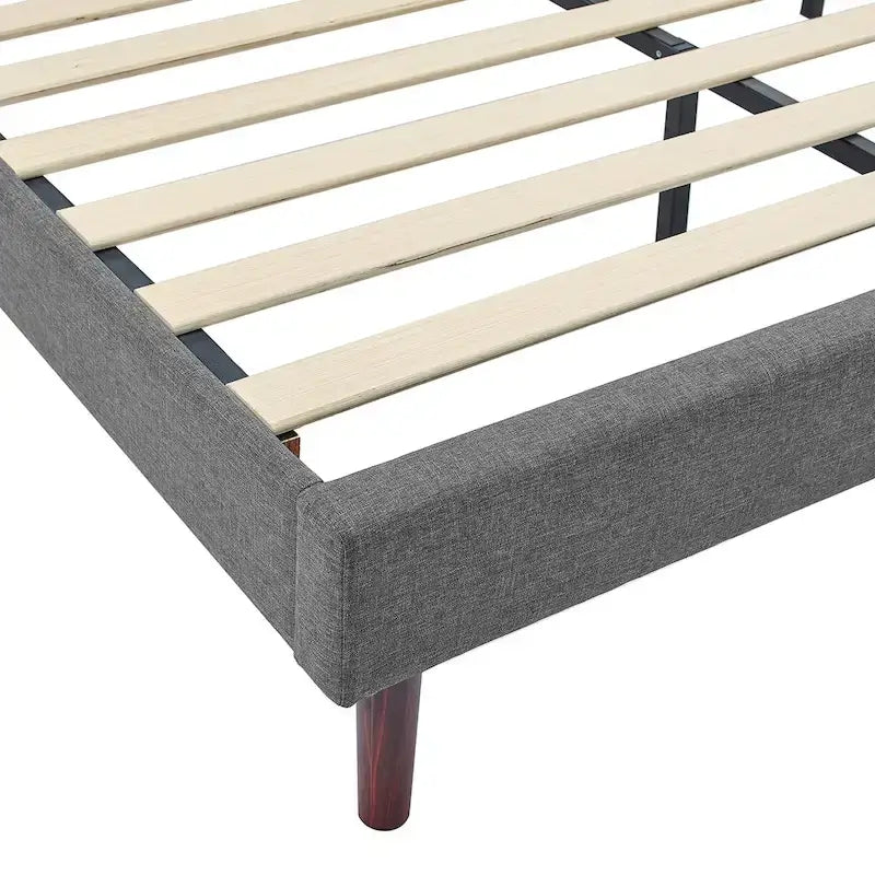 Tufted Upholstered Platform Bed Frame with Adjustable Height Headboard