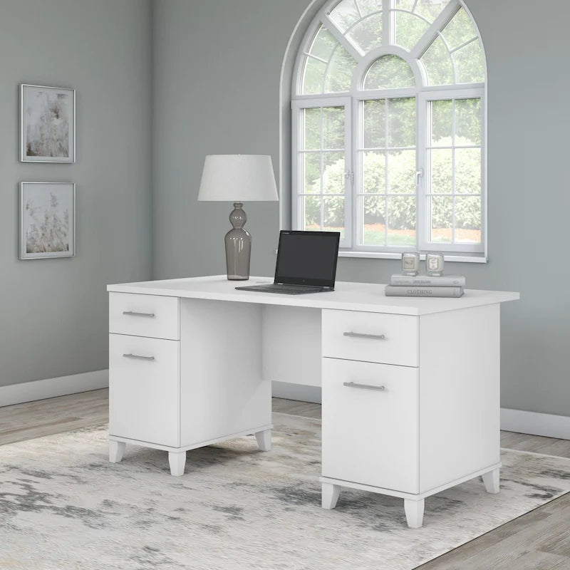 60W Office Computer Desk with Drawers