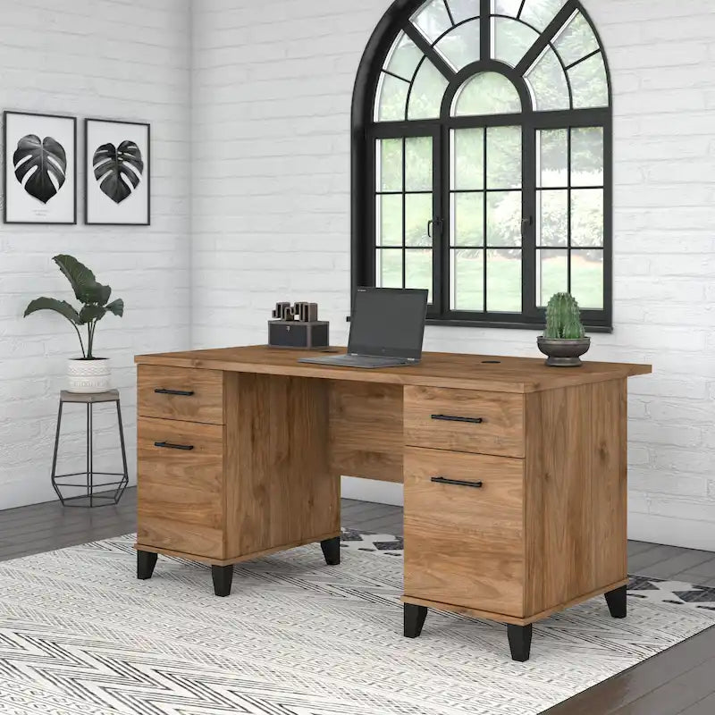 60W Office Computer Desk with Drawers