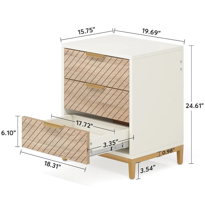 Nachttische mit Schubladen, moderner Nachttisch mit heller Holzmaserung für Schlafzimmer
