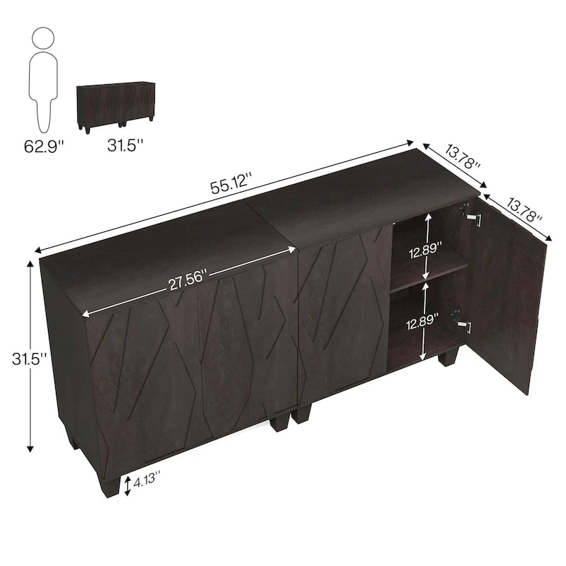 Großes Vintage-Sideboard, Buffetschrank für Küche und Esszimmer