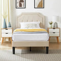 Modern Upholstered Bed Frame with Height Adjustable Headboard, No Box Spring Needed