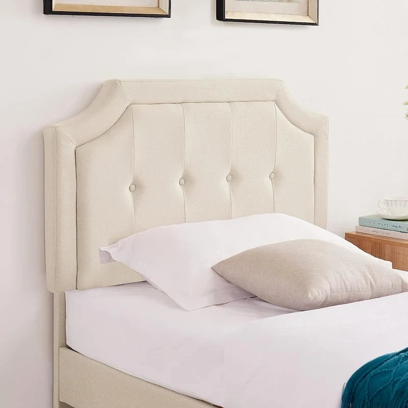 Modern Upholstered Bed Frame with Height Adjustable Headboard, No Box Spring Needed