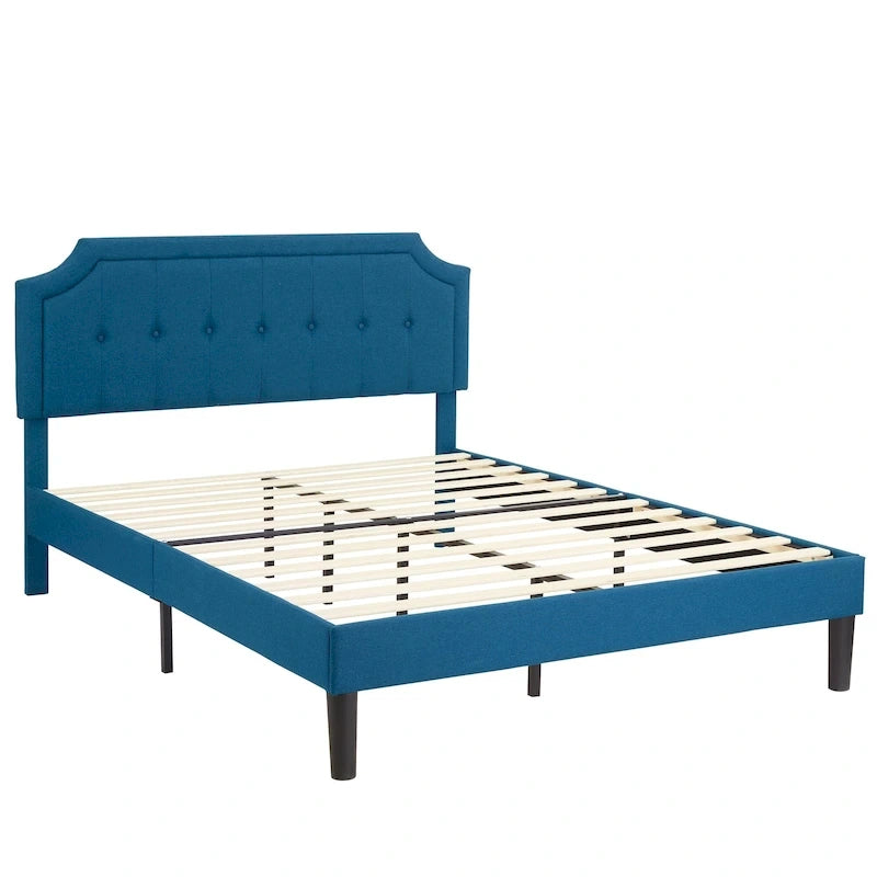 Modern Upholstered Bed Frame with Height Adjustable Headboard, No Box Spring Needed